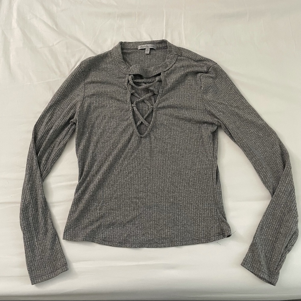 Grey Criss Cross Long-sleeve